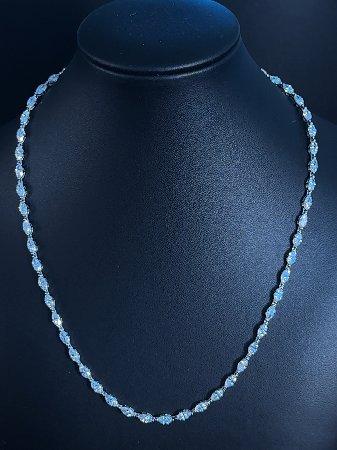 9.06ctw Marquise Lab Diamond  14kt White Gold Tennis Necklace