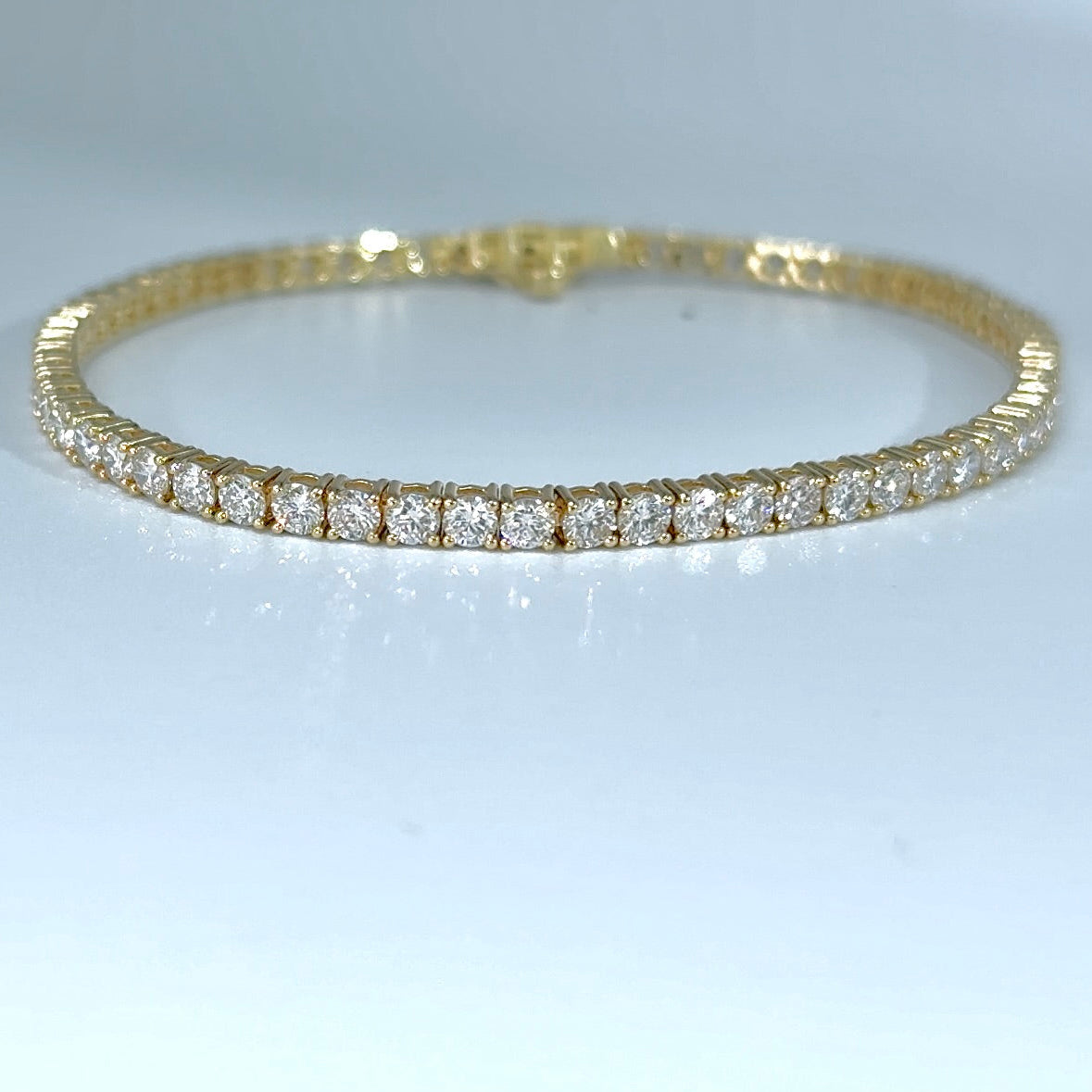 14kt Yellow Gold Round Lab Diamond Tennis Bracelet 3.05ctw