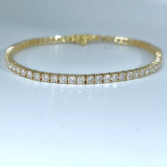 14kt Yellow Gold Round Lab Diamond Tennis Bracelet 3.05ctw
