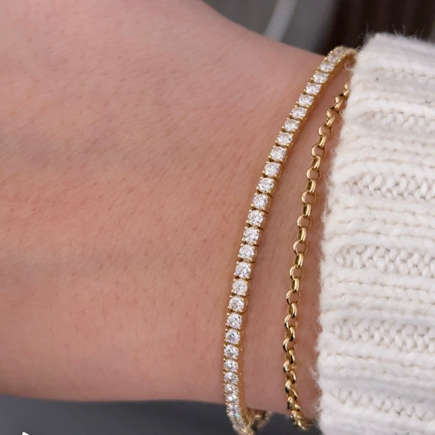 14kt Yellow Gold Round Lab Diamond Tennis Bracelet 3.05ctw