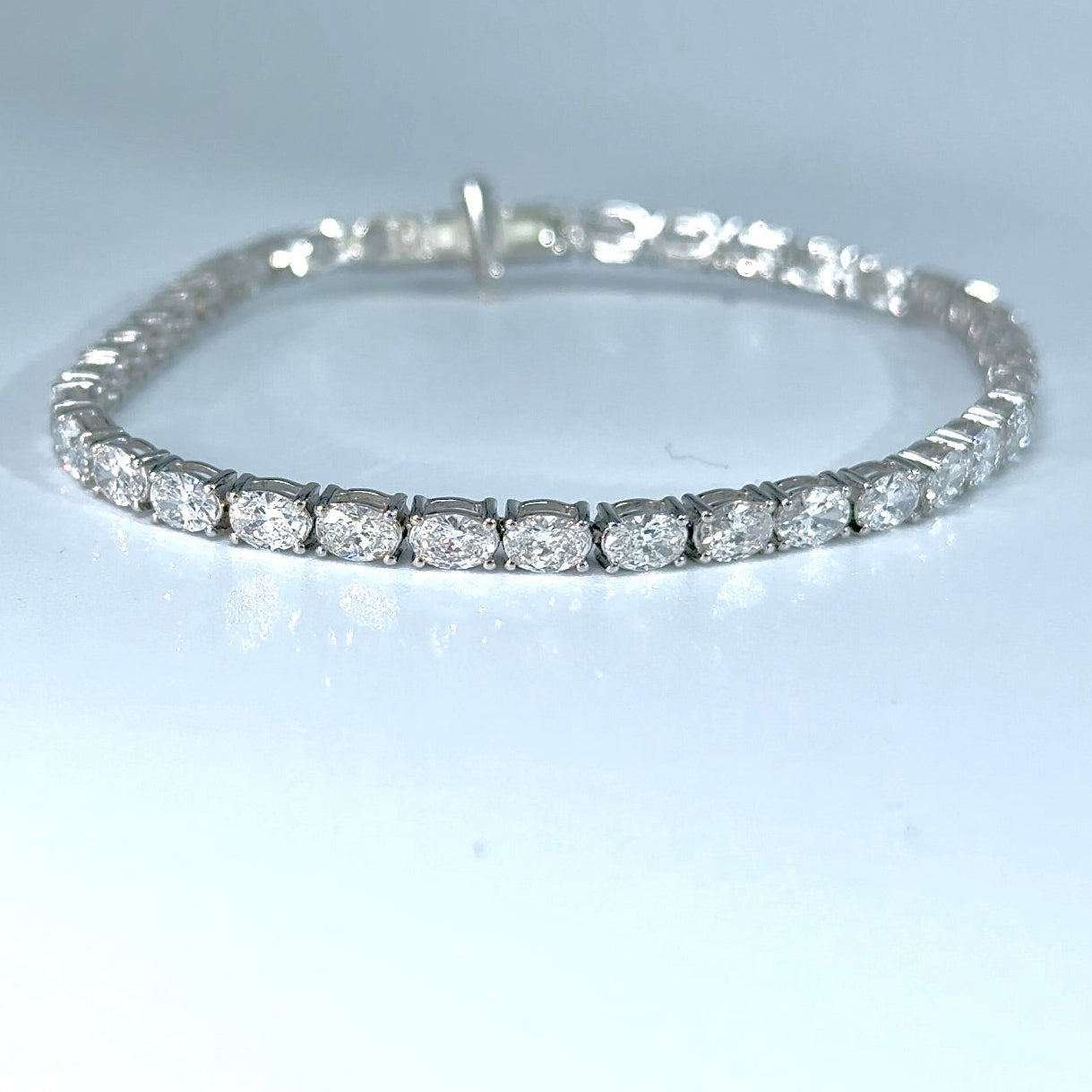 14kt White Gold Oval Lab Diamond Tennis Bracelet 12.00ctw