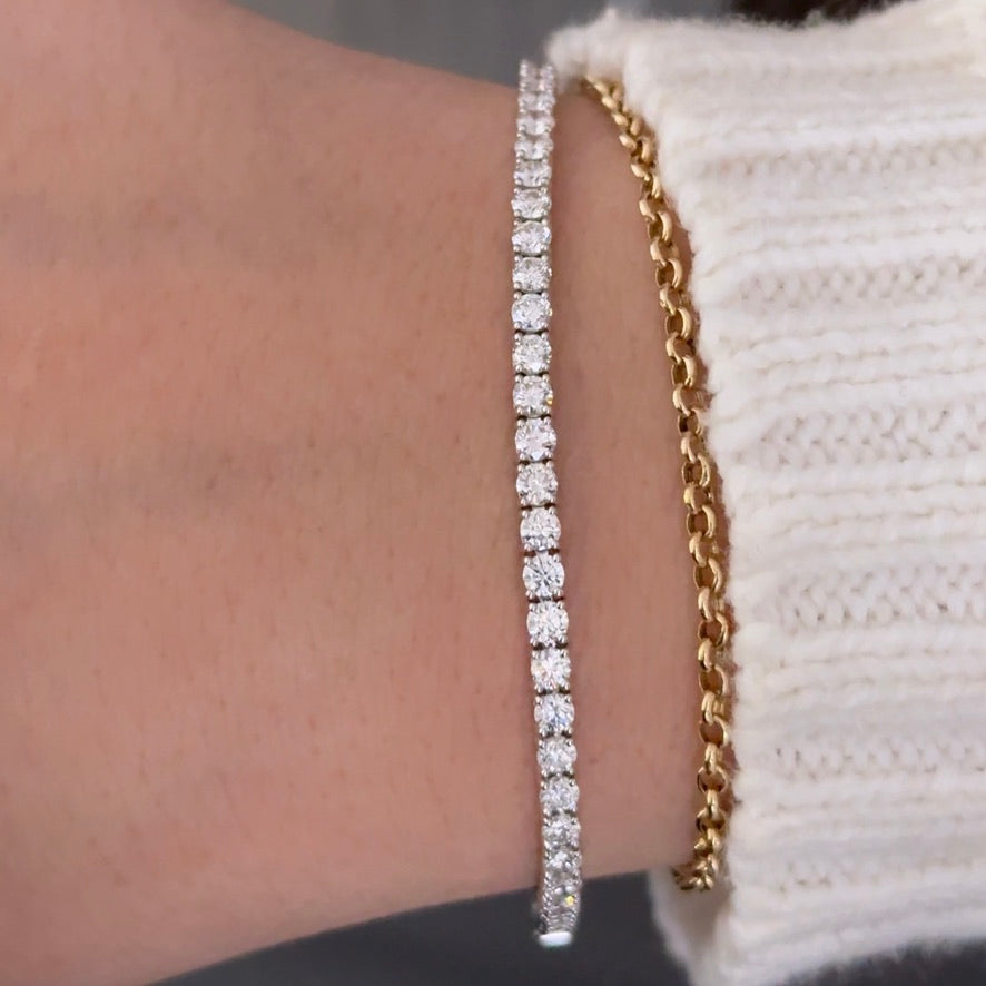 14kt White Gold Round Lab Diamond Tennis Bracelet 4.00ctw