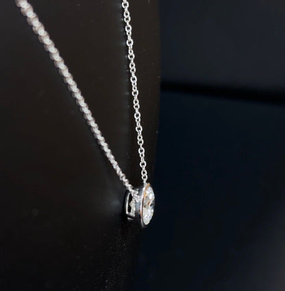 2.00ctw Round Excellent Cut E VS1 Lab Diamond 14kt White Gold Pendant with 16-18" Chain CHN-120