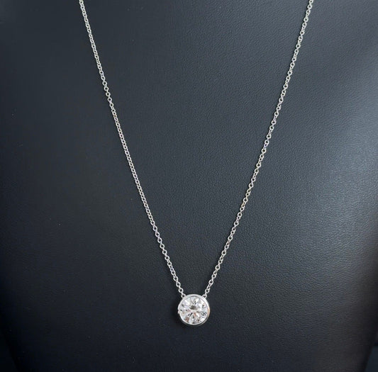 2.00ctw Round Excellent Cut E VS1 Lab Diamond 14kt White Gold Pendant with 16-18" Chain CHN-120