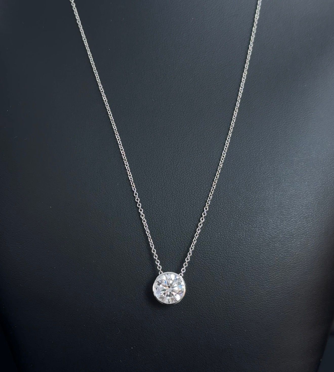 3.04ctw Round Ideal cut E VS1 Lab Diamond 14kt White Gold Pendant with 16-18" Chain CHN-121-1