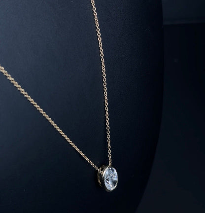 3.02ct Oval Lab Diamond Pendant E VVS2 14kt Yellow Gold Necklace Pendant 16-18" CHN-125-1