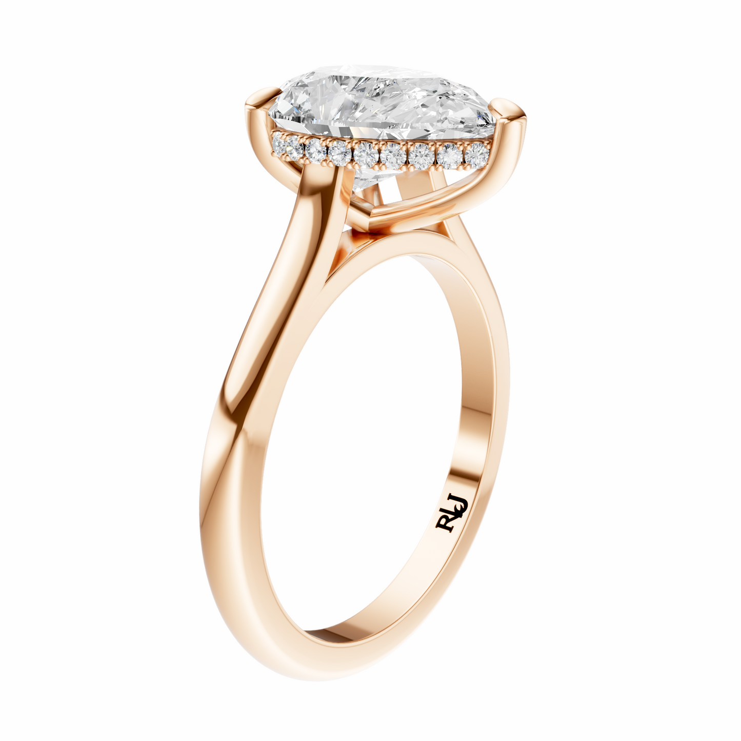 Pear Cathedral Elegant Signature Hidden Halo Setting