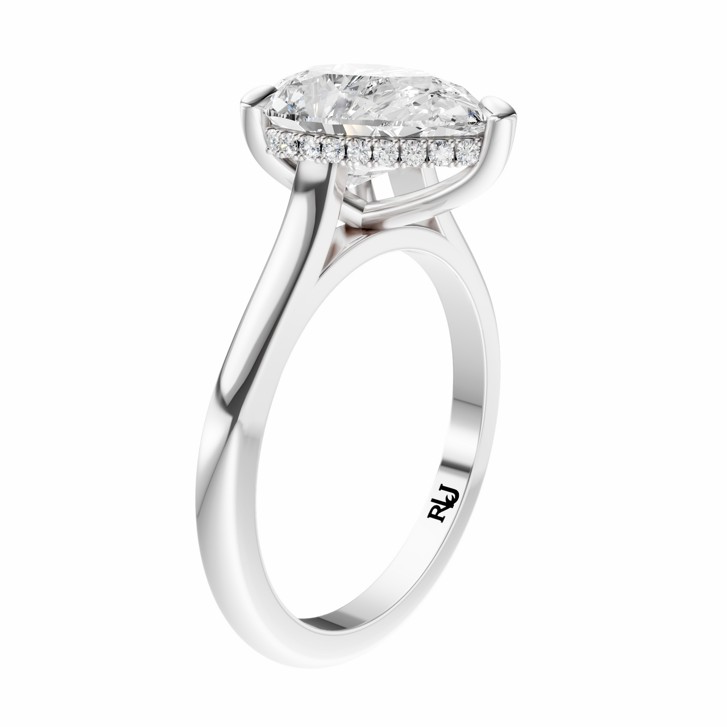 Pear Cathedral Elegant Signature Hidden Halo Setting