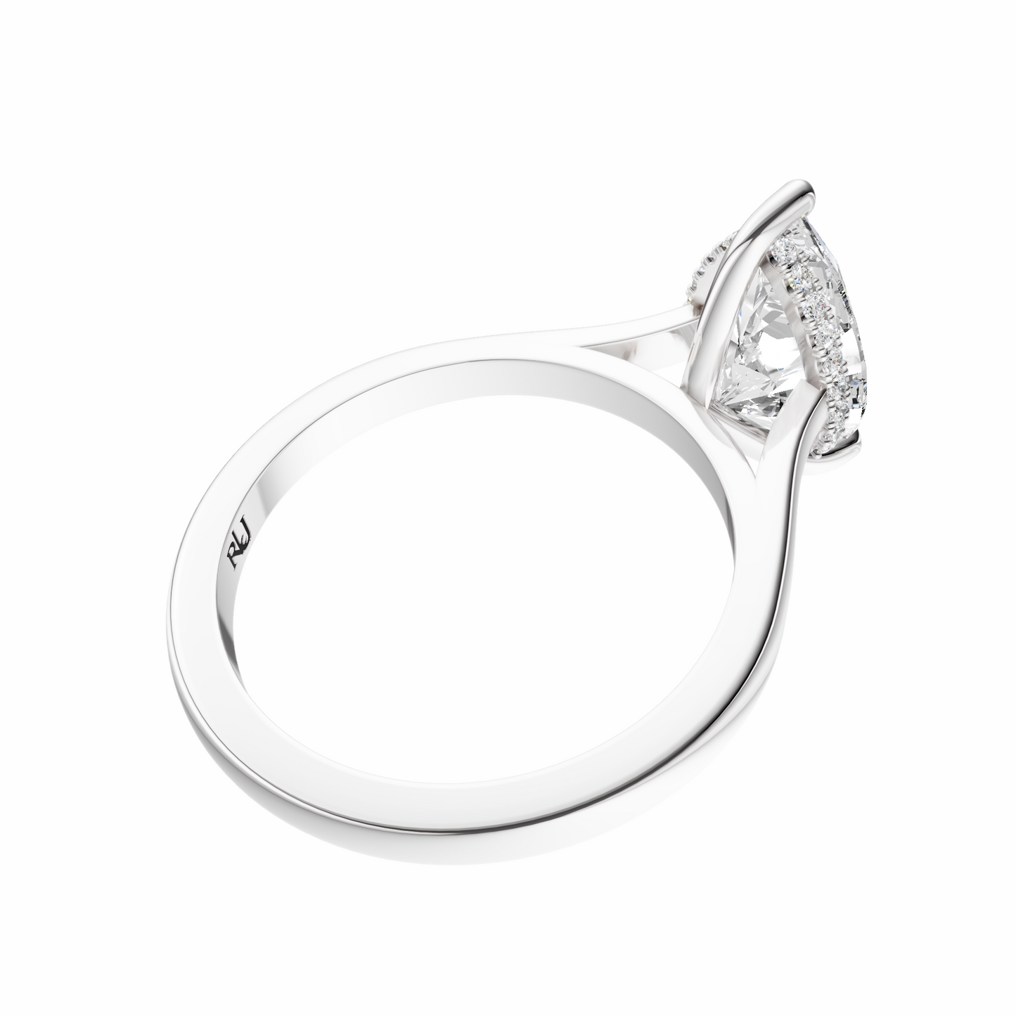 Pear Cathedral Elegant Signature Hidden Halo Setting