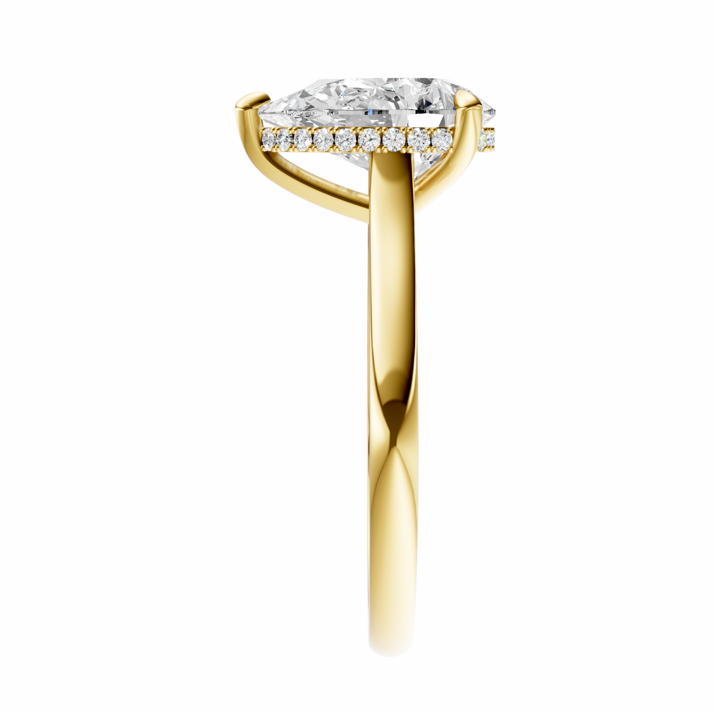 Pear Cathedral Elegant Signature Hidden Halo Setting