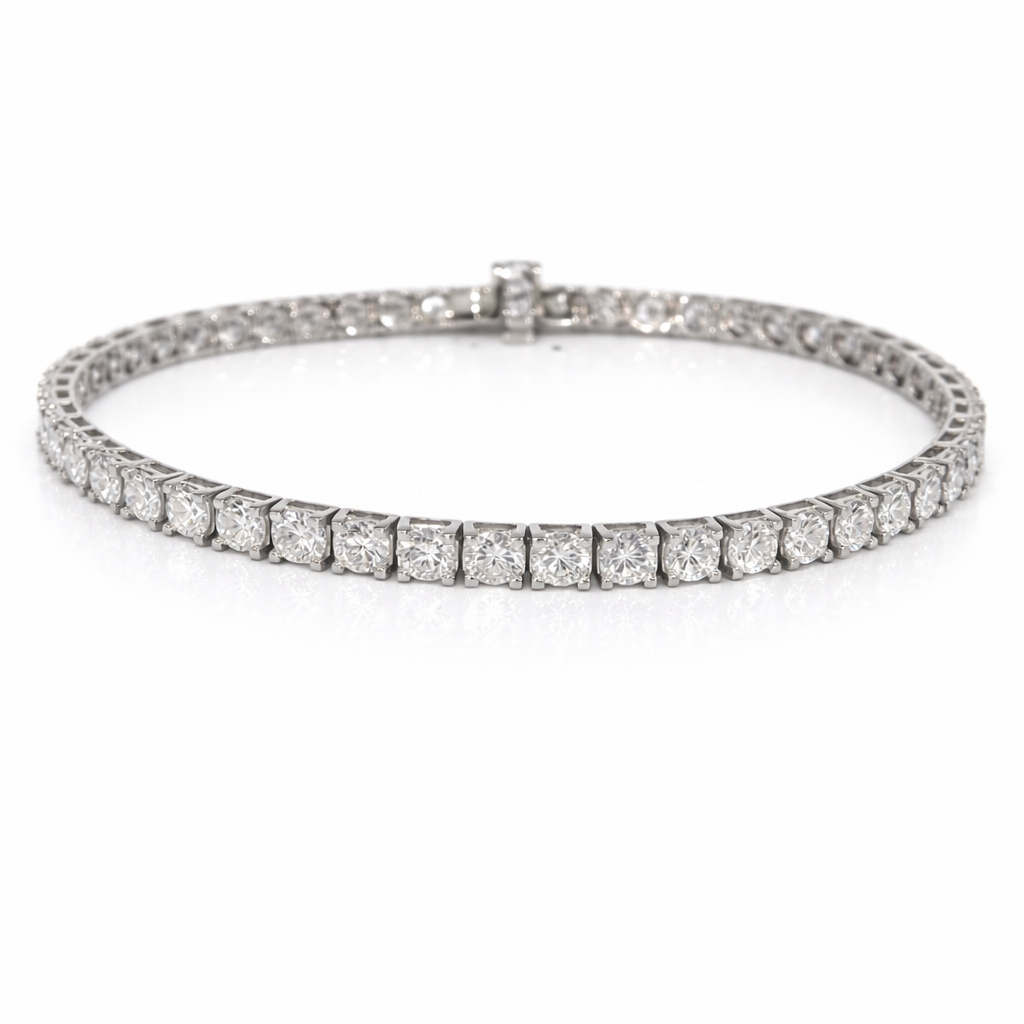 14kt White Gold Round Lab Diamond Tennis Bracelet 7.07ctw