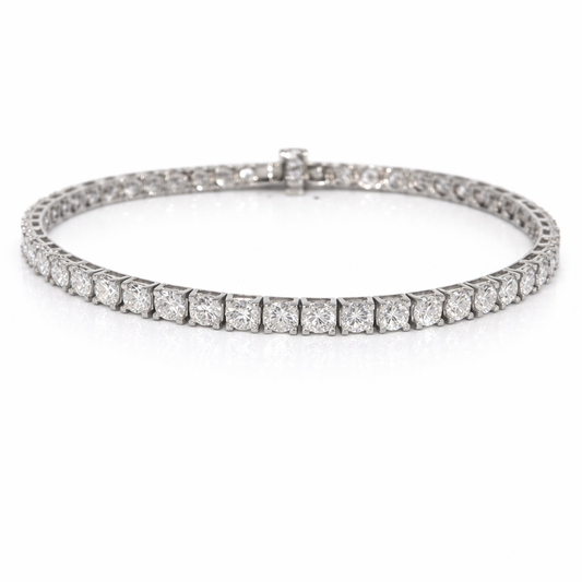 14kt White Gold Round Lab Diamond Tennis Bracelet 7.07ctw