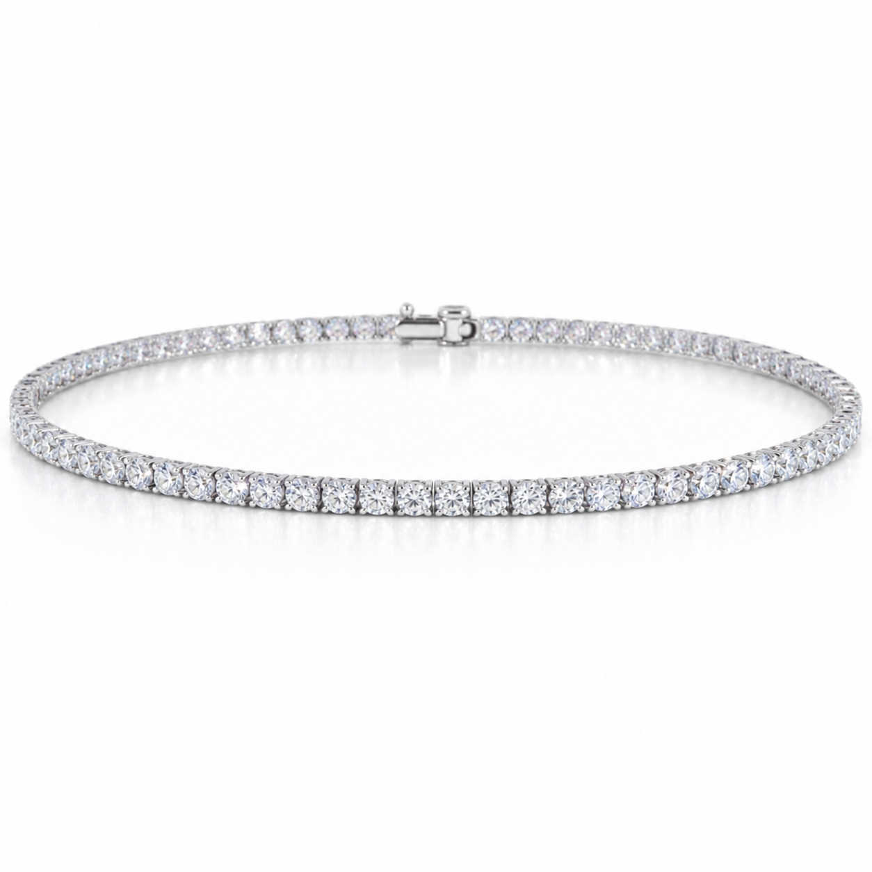 3.03ctw Round Lab Diamond 14kt White Gold 7" Tennis Bracelet