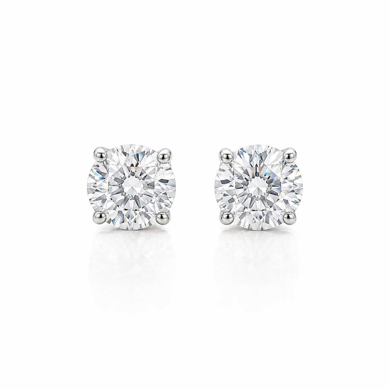 Round Lab Diamond 14kt White Gold 4-Prong Basket Stud Earrings 1.00ctw