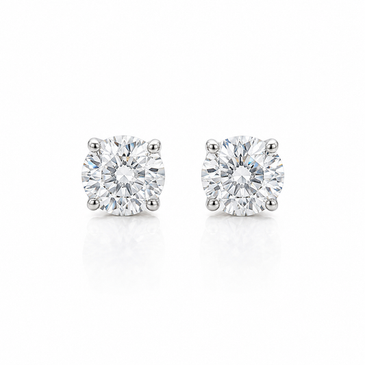 Round Lab Diamond 14kt White Gold 4-Prong Basket Stud Earrings 2.00ctw