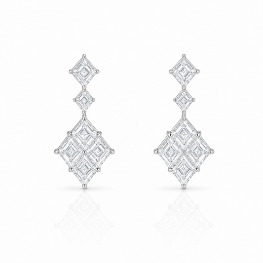 2.81ctw Kite Lab Diamond 14kt White Gold Dangle Earrings ERG-183