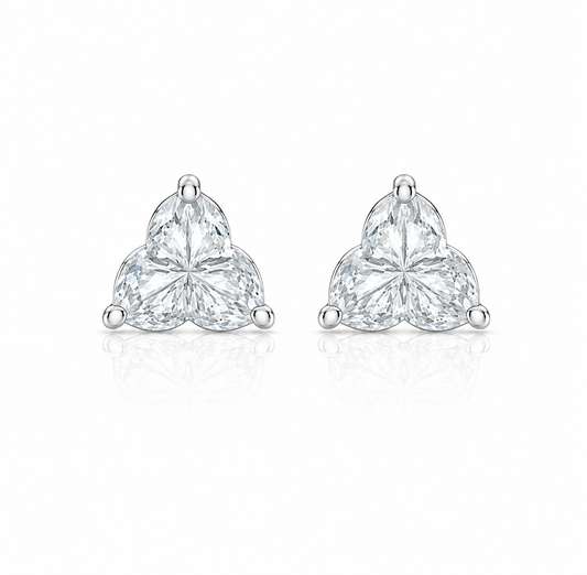 3.15ctw Flower Lab Diamond Shape 14kt White Gold Earrings ERG-192