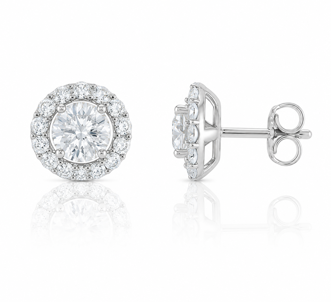 1.70ctw Oval Lab Diamond 14kt Yellow Gold Halo Earrings SA5534ER-5.8MM