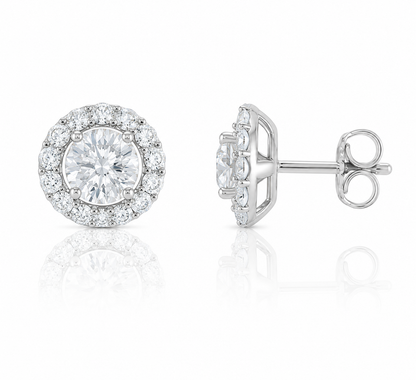 1.70ctw Oval Lab Diamond 14kt Yellow Gold Halo Earrings SA5534ER-5.8MM