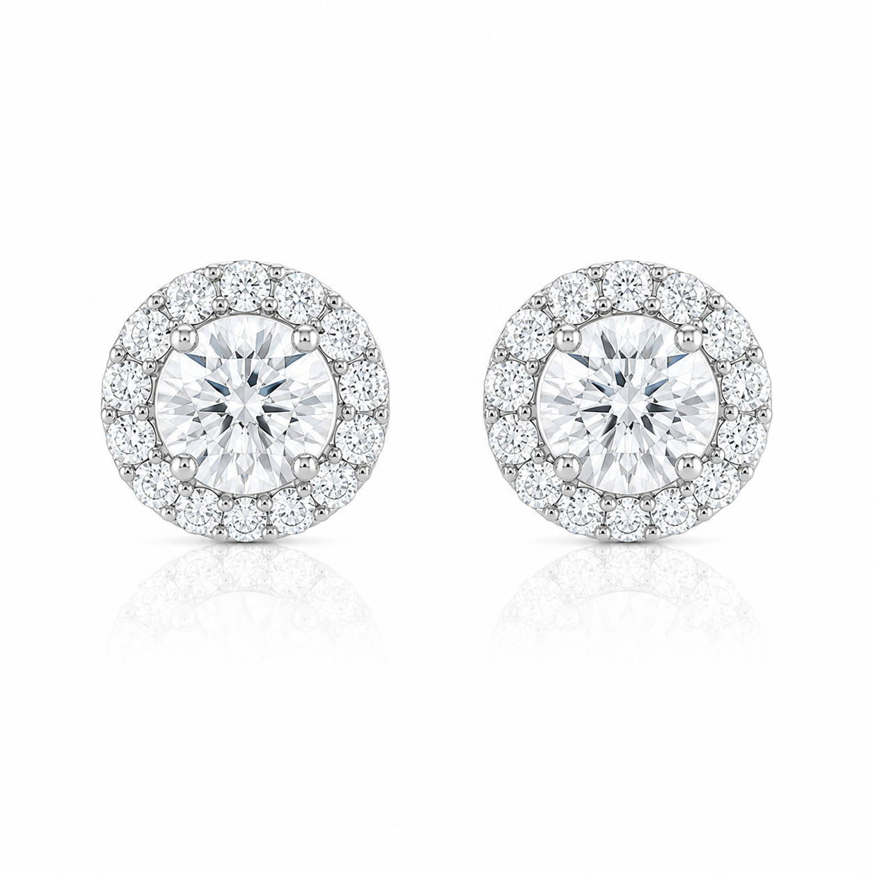 1.70ctw Oval Lab Diamond 14kt Yellow Gold Halo Earrings SA5534ER-5.8MM