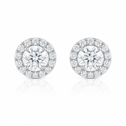 1.70ctw Oval Lab Diamond 14kt Yellow Gold Halo Earrings SA5534ER-5.8MM