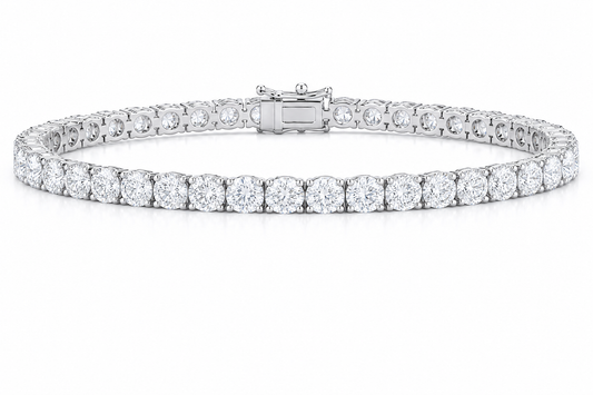 4.10ctw Round Lab Diamond 14kt White Gold 7" Tennis Bracelet