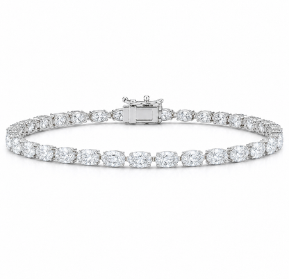 8.84ctw Oval Lab Diamond 14kt White Gold 7" Tennis Bracelet