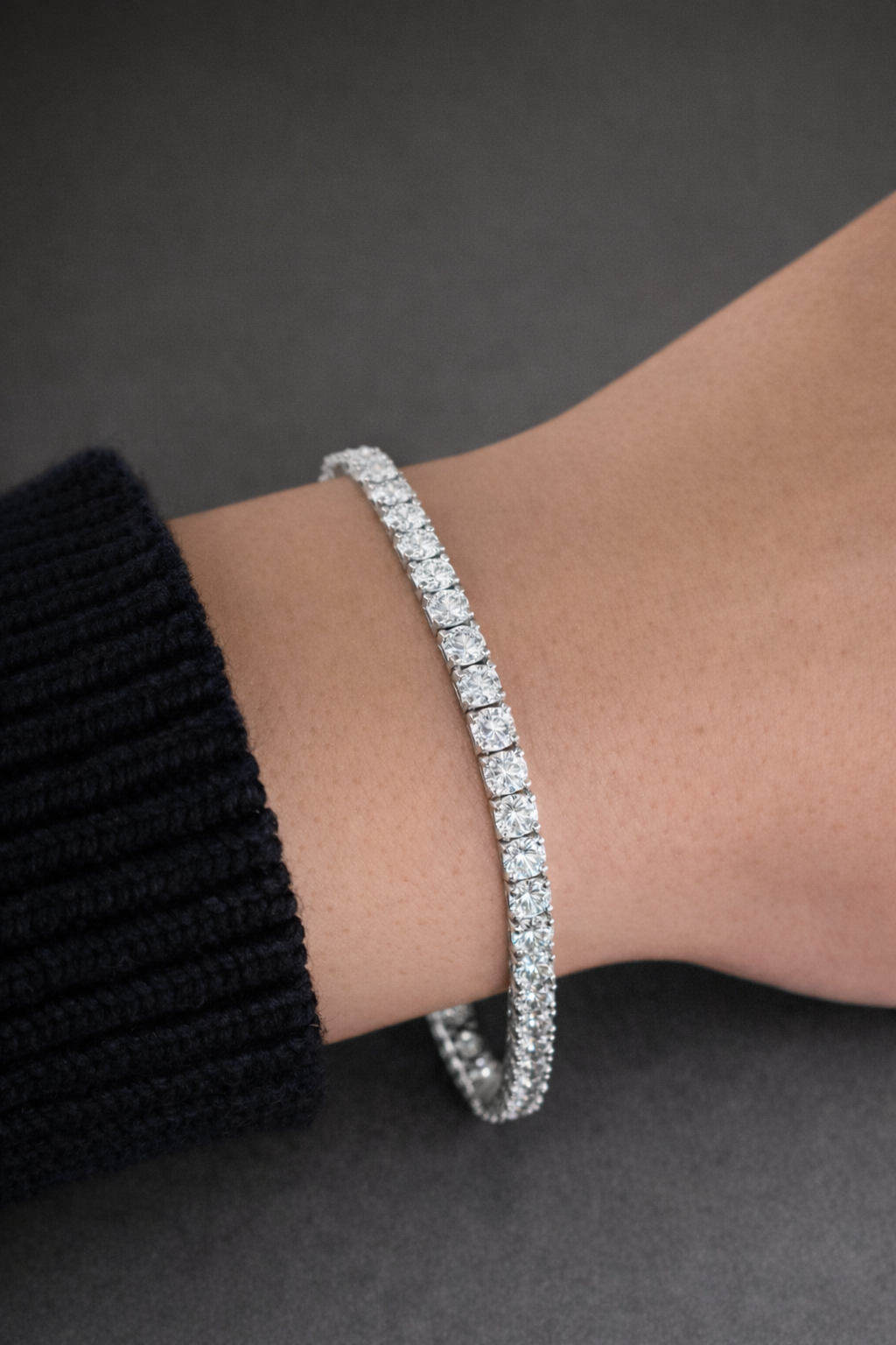 14kt White Gold Round Lab Diamond Tennis Bracelet 7.07ctw