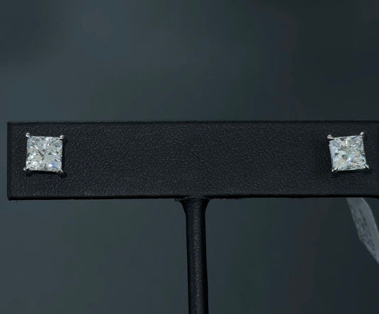 2.35CTW Princess Cut Lab Diamonds 14Kt White Gold Stud-Earrings SKU: ERG-35-2