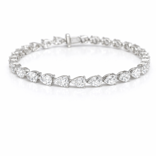 14kt White Gold Pear Lab Diamond Tennis Bracelet 7.08ctw