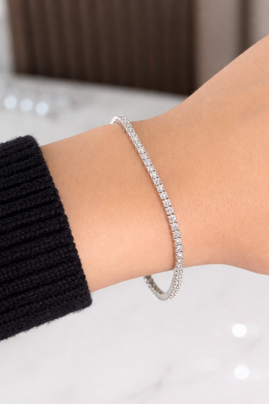 14kt White Gold Round Lab Diamond Tennis Bracelet 2.99ctw