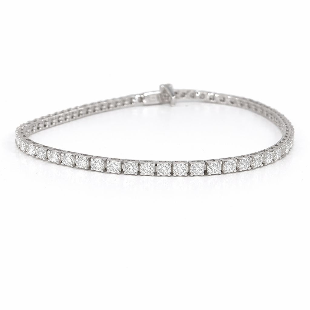 14kt White Gold Round Lab Diamond Tennis Bracelet 3.00ctw