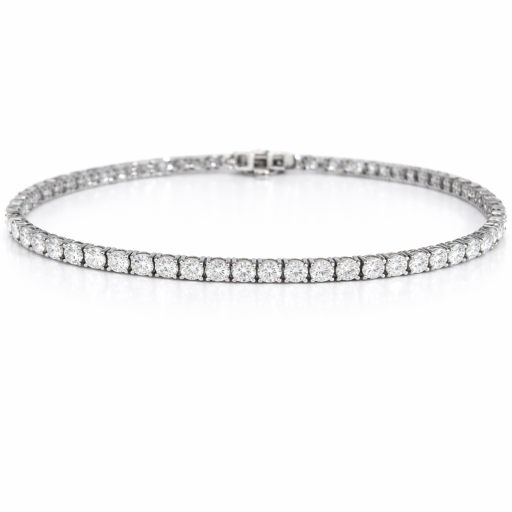 14kt White Gold Round Lab Diamond Tennis Bracelet 5.23ctw