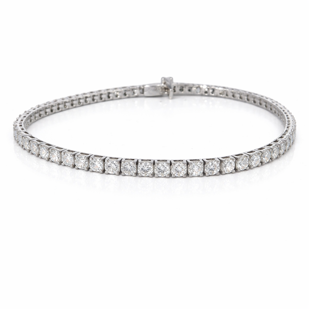 14kt White Gold Round Lab Diamond Tennis Bracelet 3.25ctw