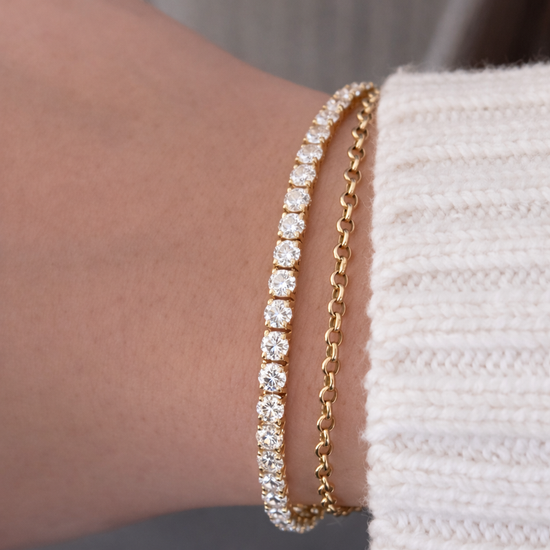 14kt Yellow Gold Round Lab Diamond Tennis Bracelet 6.03ctw