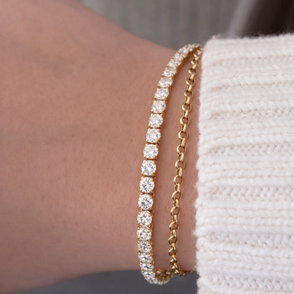 14kt Yellow Gold Round Lab Diamond Tennis Bracelet 6.03ctw