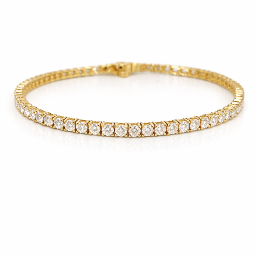 14kt Yellow Gold Round Lab Diamond Tennis Bracelet 4.85ctw