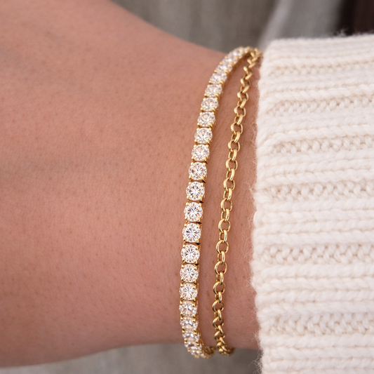 14kt Yellow Gold Round Lab Diamond Tennis Bracelet 7.03ctw