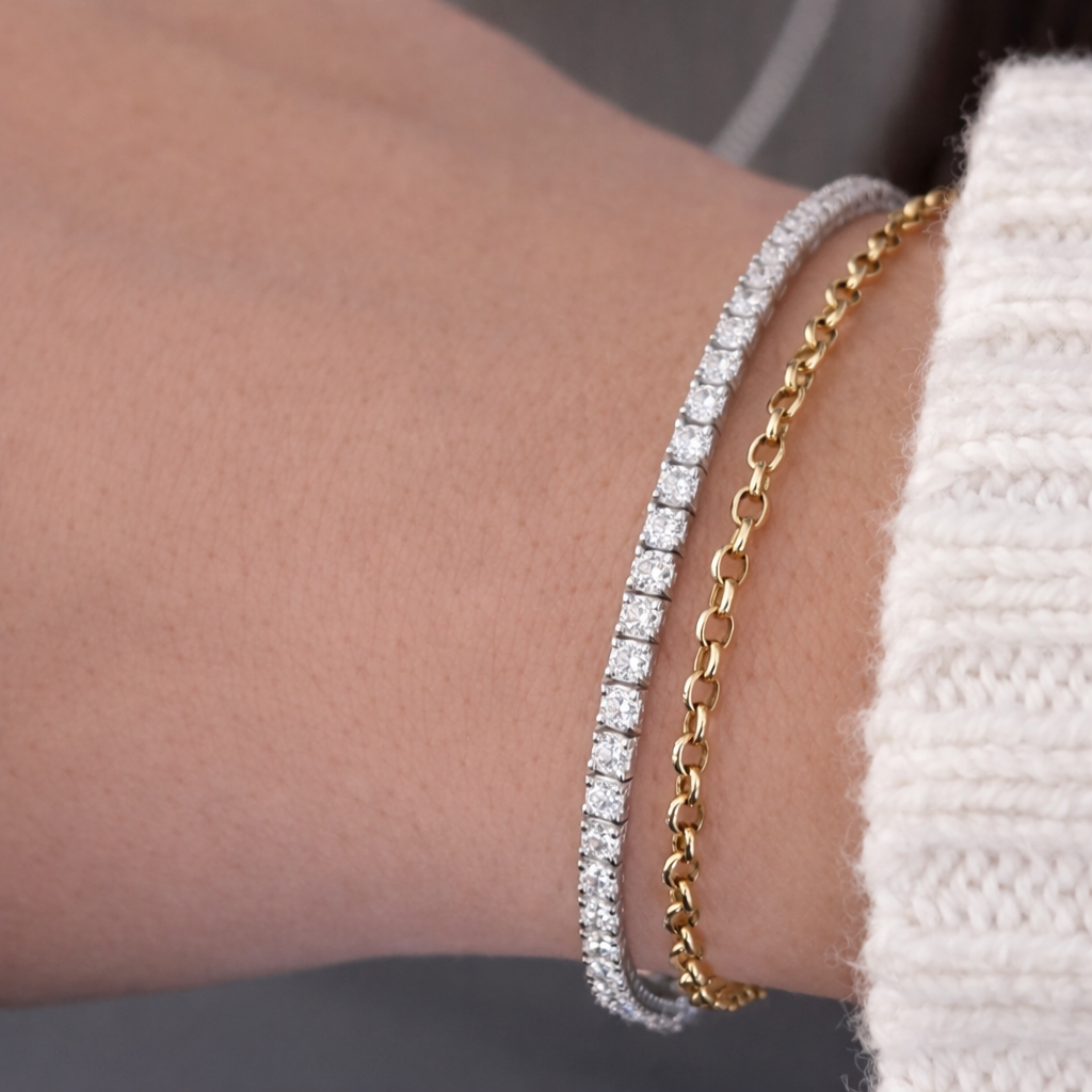 14kt White Gold Round Lab Diamond Tennis Bracelet 3.25ctw