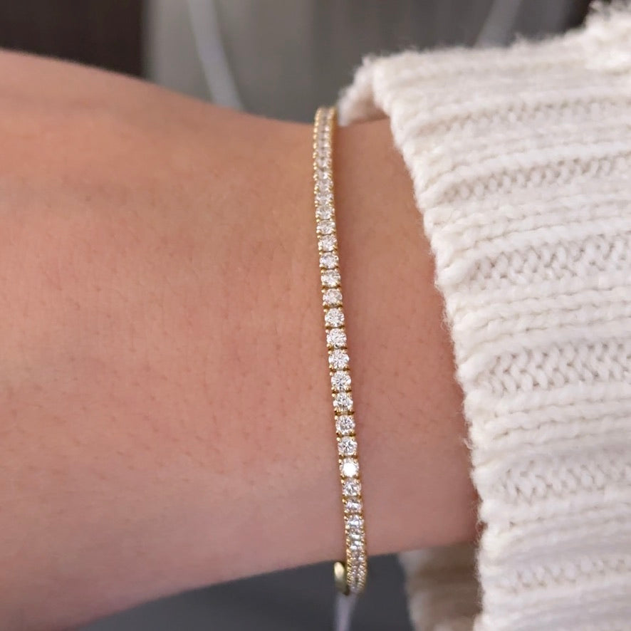 14kt Yellow Gold Round Lab Diamond Tennis Bracelet 2.50ctw