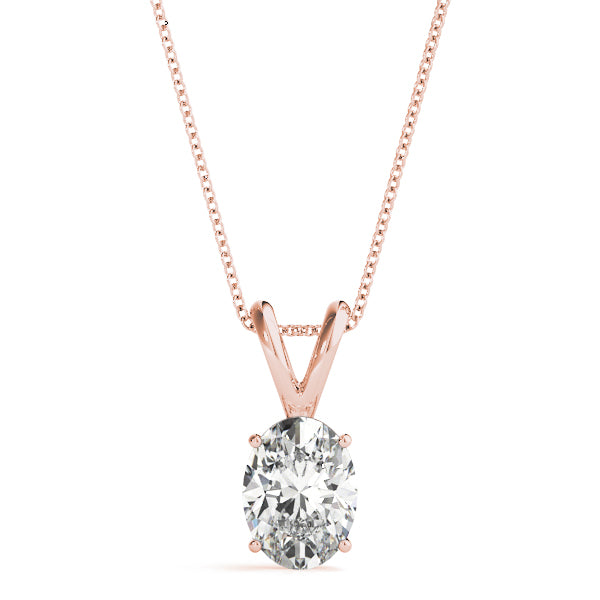 Oval Lab Diamond Unique 4-Prong Split Bail Necklace