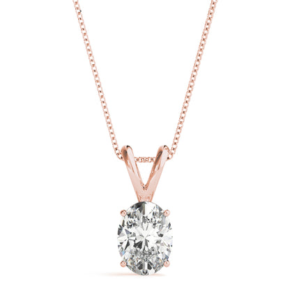Oval Lab Diamond Unique 4-Prong Split Bail Necklace