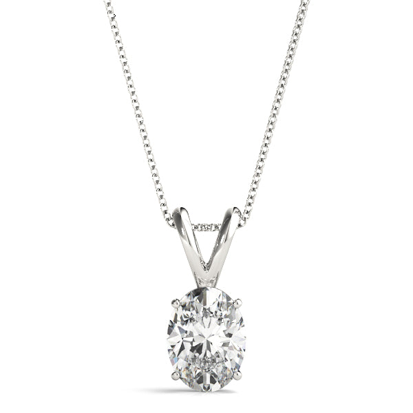 Oval Lab Diamond Unique 4-Prong Split Bail Necklace