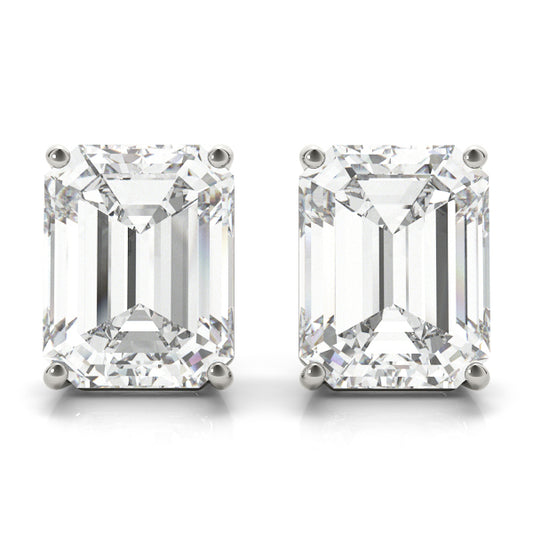 Emerald Lab Diamond 4-Prong Stud Earrings