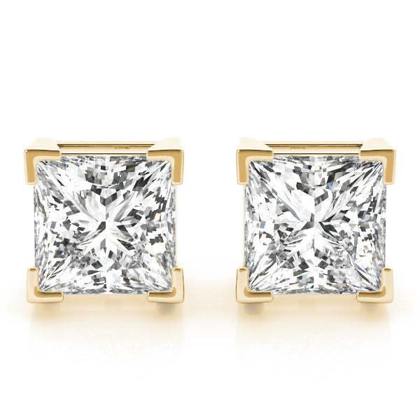 Princess Lab Diamond 4-Corner Stud Earrings