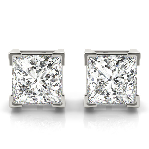 Princess Lab Diamond 4-Corner Stud Earrings