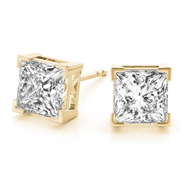 Princess Lab Diamond 4-Corner Stud Earrings