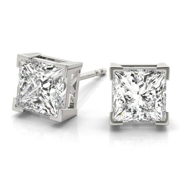 Princess Lab Diamond 4-Corner Stud Earrings