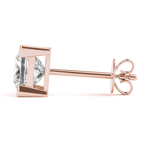 Princess Lab Diamond 4-Corner Stud Earrings