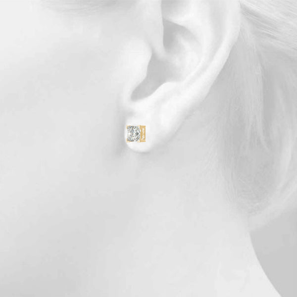 Princess Lab Diamond 4-Corner Stud Earrings